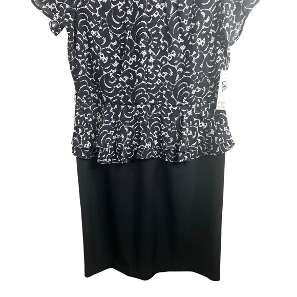Shelby & Palmer Womens Short Sleeve Black & White Peplum Dress Size 12 - Picture 4 of 13